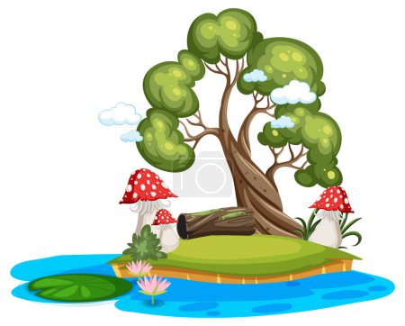 Illustration for Colorful illustration of a peaceful nature scene - Royalty Free Image