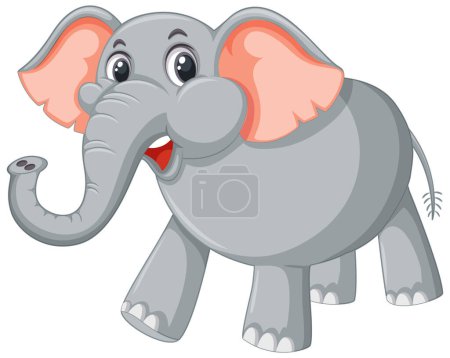 Ilustración de Ilustración vectorial de un alegre elefante de dibujos animados - Imagen libre de derechos