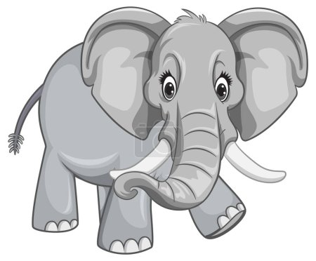 Vector illustration of a playful young elephant