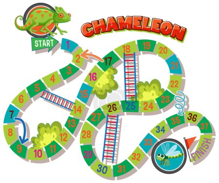 Colorful board game with chameleon theme