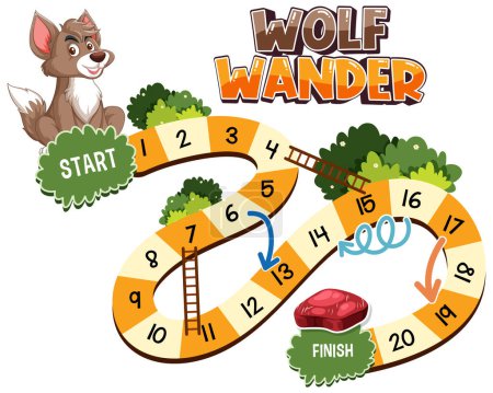 Ilustración de Un divertido juego de mesa con temática de lobo viaje - Imagen libre de derechos