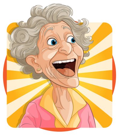Ilustración de Ilustración vectorial de una anciana feliz sonriendo - Imagen libre de derechos