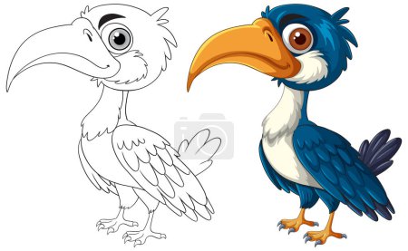 Ilustración de Ilustración vectorial de un ave en color y contorno - Imagen libre de derechos