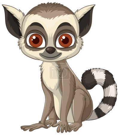 Entzückender Lemur mit großen Augen und gestreiftem Schwanz
