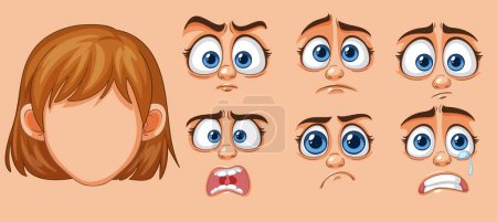 Illustration for Various emotions depicted through cartoon faces - Royalty Free Image