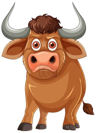 Illustration for Cute bull with expressive eyes and horns - Royalty Free Image