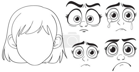Various facial expressions of a cartoon character