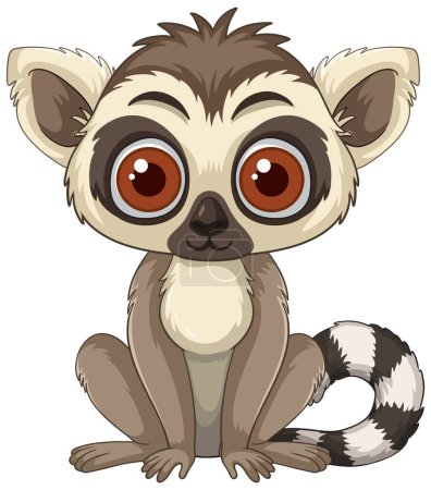 Entzückender Lemur mit großen Augen und gestreiftem Schwanz