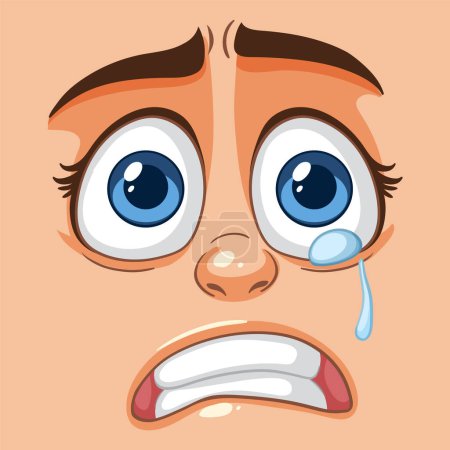Illustration for Illustration of a sad, crying face - Royalty Free Image