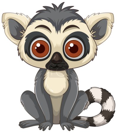 Adorable lemur with big eyes and striped tail