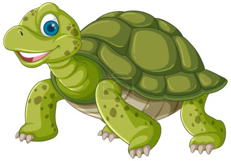 Smiling turtle with a green shell