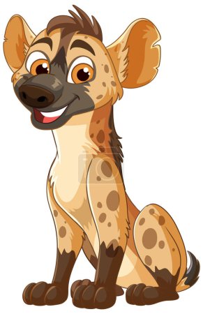 Illustration for Smiling hyena with spotted fur sitting happily - Royalty Free Image