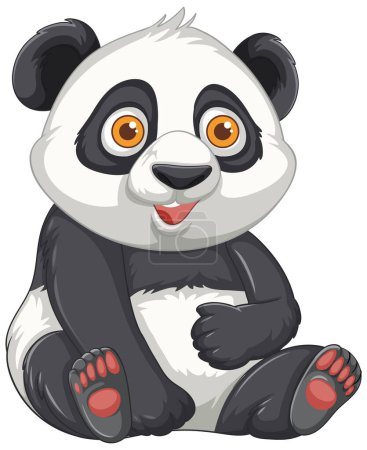 Adorable panda with big eyes sitting happily