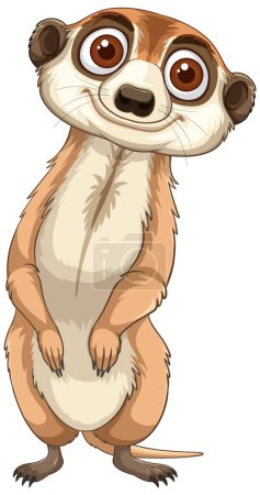 Adorable meerkat with big eyes standing upright