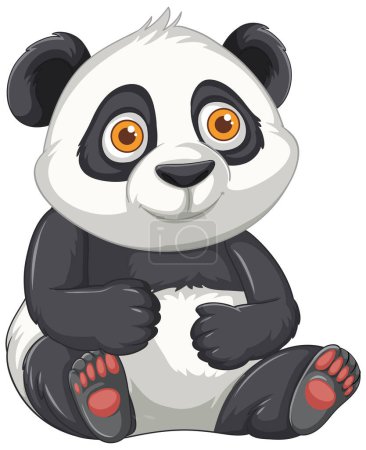Adorable panda with big eyes sitting down