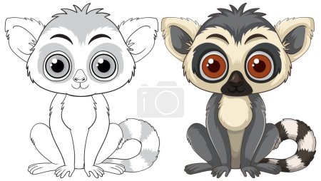 Entzückender Lemur in Farbe und Umriss
