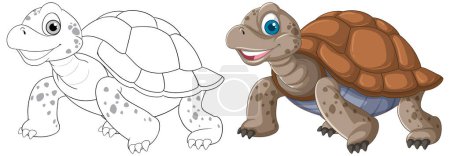 Ilustración de Ilustración colorida y delineada del vector tortuga - Imagen libre de derechos
