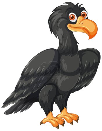 A cute black bird with orange beak