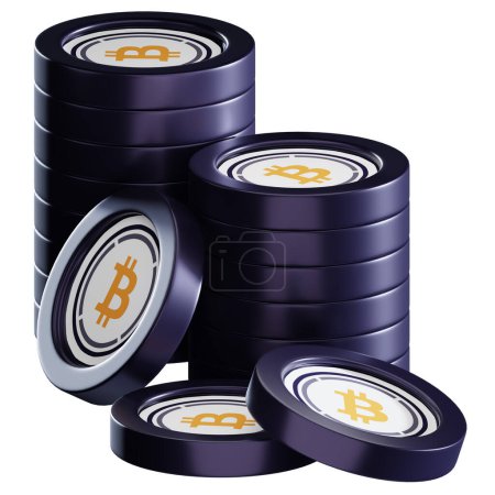Foto de Bitcoin envuelto en monedas criptográficas 3D - Imagen libre de derechos