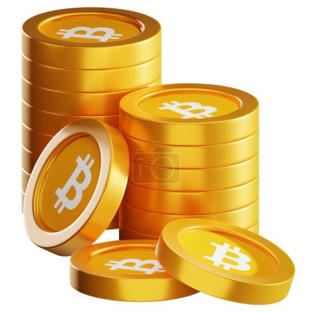 Foto de Bitcoin Oro en monedas criptográficas 3D - Imagen libre de derechos
