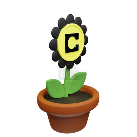 Photo for 3D Illustration of flower in pot with Celo sign on the white background - Royalty Free Image