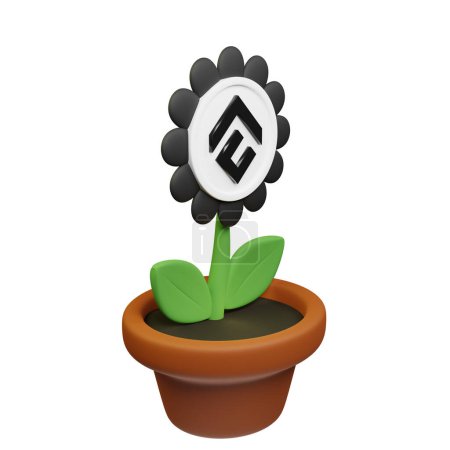 Téléchargez les photos : Illustration 3D de fleur en pot avec Conflux, panneau CFX sur fond blanc - en image libre de droit