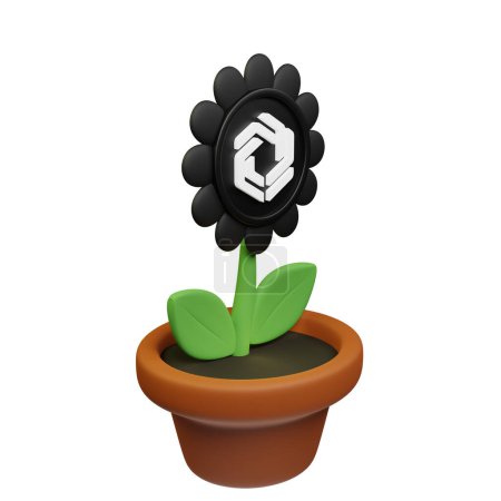 Téléchargez les photos : Illustration 3D de fleur en pot avec signe IMX immuable sur fond blanc - en image libre de droit