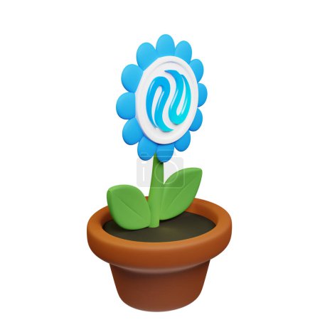 Photo for 3D Illustration of flower in pot with  Injective ,INJ sign on the white background - Royalty Free Image