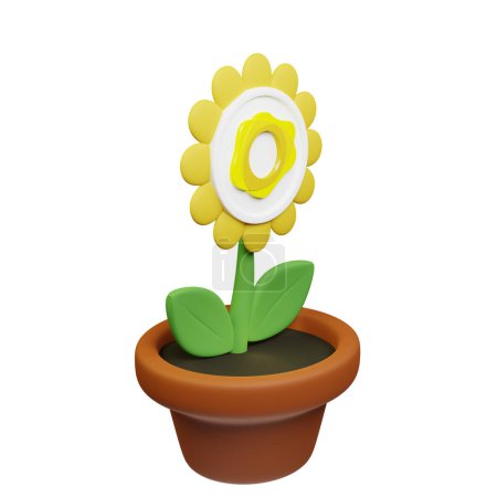 Foto de Ilustración 3D de flor en maceta con PAX Gold, signo PAX sobre fondo blanco - Imagen libre de derechos