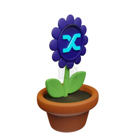 Photo for 3D Illustration of flower in pot with Synthetix ,SNX  sign on the white background - Royalty Free Image