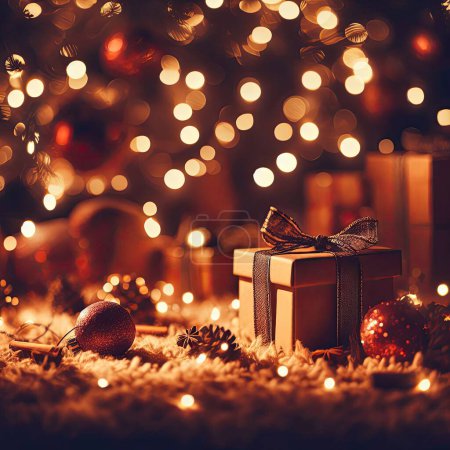 Foto de Decoraciones de Navidad sobre un fondo de madera. - Imagen libre de derechos