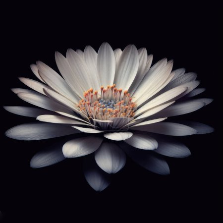 Téléchargez les photos : Belle fleur blanche avec des gouttes d'eau sur fond noir - en image libre de droit