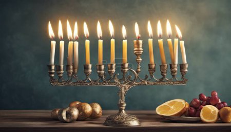 Photo for Happy Hanukkah of jewish holiday. Hanukkah with menorah - Royalty Free Image