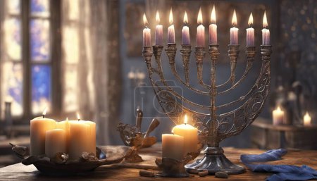 Photo for Happy Hanukkah of jewish holiday. Hanukkah with menorah - Royalty Free Image