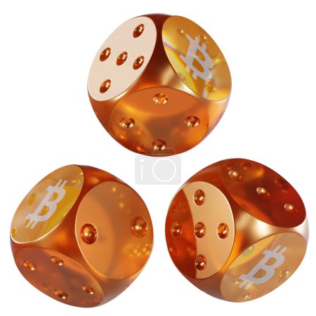 Photo for Dice Bitcoin 3D isolated on white - Royalty Free Image