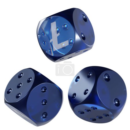 Photo for Dice Litecoin ,LTC 3D isolated on white - Royalty Free Image