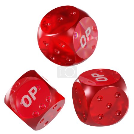 Photo for Dice Optimism ,OP 3D isolated on white - Royalty Free Image
