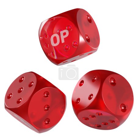 Photo for Dice Optimism ,OP 3D isolated on white - Royalty Free Image