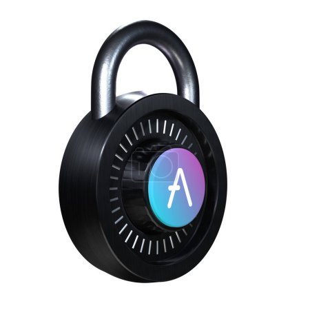 Téléchargez les photos : Crypto Lock Aave icône sur fond blanc - en image libre de droit
