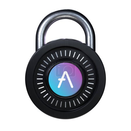 Téléchargez les photos : Crypto Lock Aave icône sur fond blanc - en image libre de droit