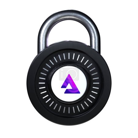 Téléchargez les photos : Crypto Verrouiller l'icône Audius sur fond blanc - en image libre de droit