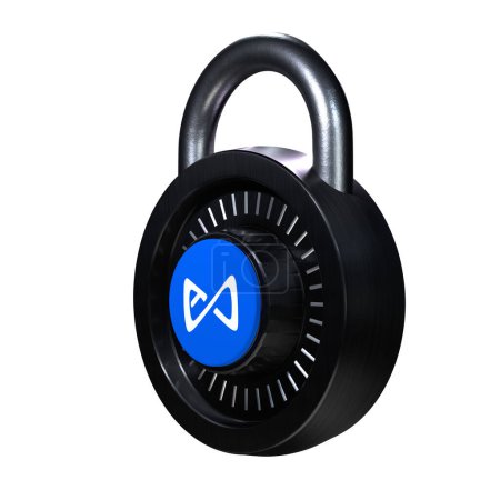 Foto de Crypto Lock Axie Infinity (AXS) icono sobre fondo blanco - Imagen libre de derechos