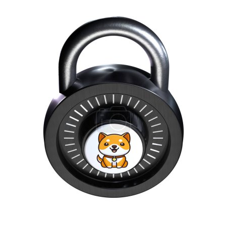 Téléchargez les photos : Crypto Lock Baby Doge Coin (BabyDoge) icône sur fond blanc - en image libre de droit