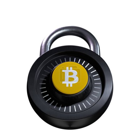 Téléchargez les photos : Crypto verrouillage icône Bitcoin sur fond blanc - en image libre de droit