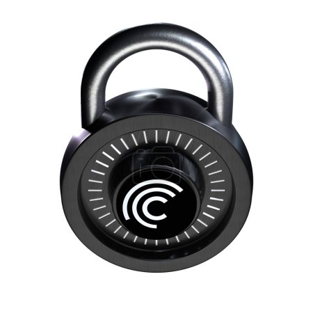 Téléchargez les photos : Icône Crypto Lock Centrifuge (CFG) sur fond blanc - en image libre de droit