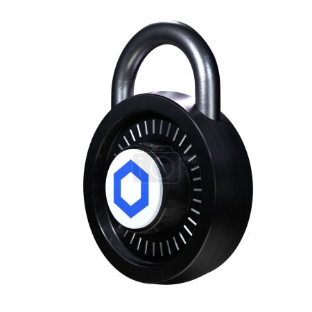 Téléchargez les photos : Crypto Lock Chainlink (LINK) icône sur fond blanc - en image libre de droit