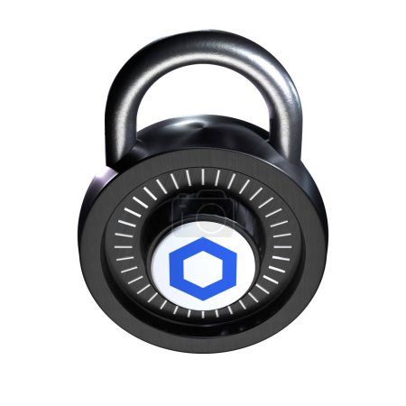 Foto de Crypto Lock Chainlink (LINK) icono sobre fondo blanco - Imagen libre de derechos