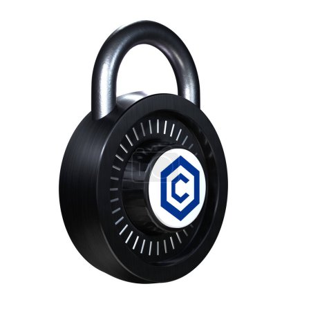 Foto de Crypto Lock Cronos (CRO) icono sobre fondo blanco - Imagen libre de derechos