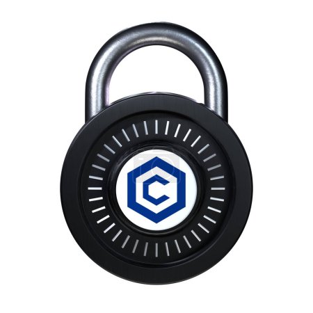 Foto de Crypto Lock Cronos (CRO) icono sobre fondo blanco - Imagen libre de derechos