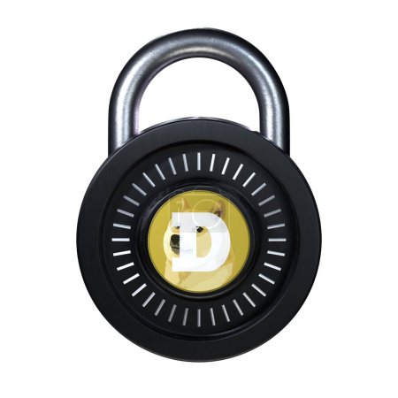 Téléchargez les photos : Crypto Lock Dogecoin icône isolée sur fond blanc - en image libre de droit